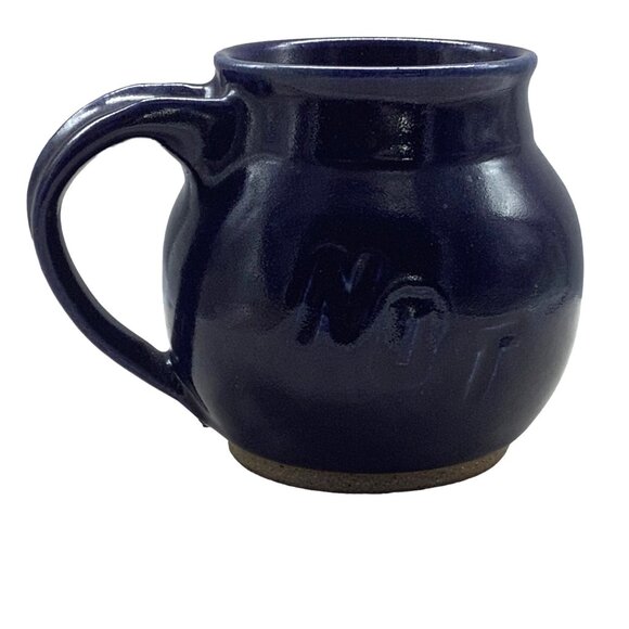 Signed Jared Pfeiffer Pottery Ceramics Glazed Mug Cup Handmade Blue 4" x 5"